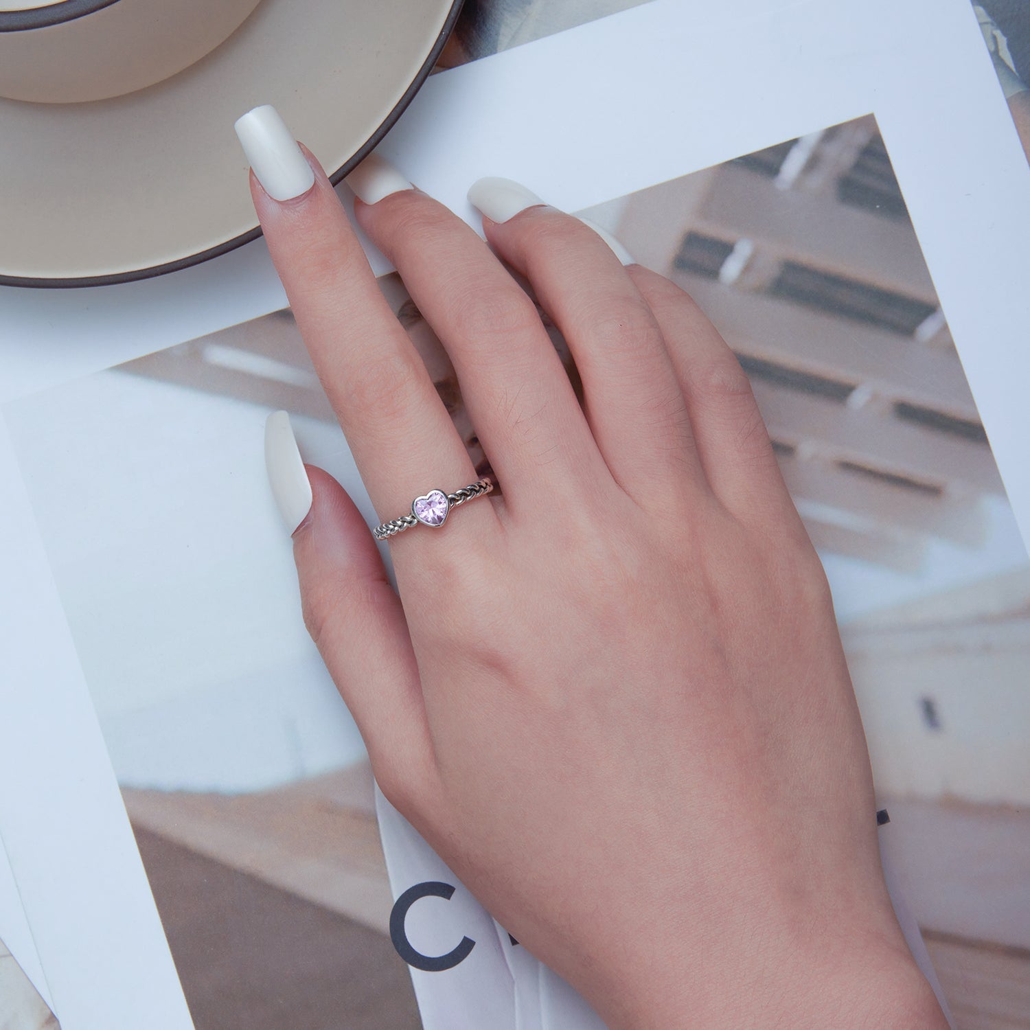 925 Sterling Silver Love CZ Ring for Women Bids.com