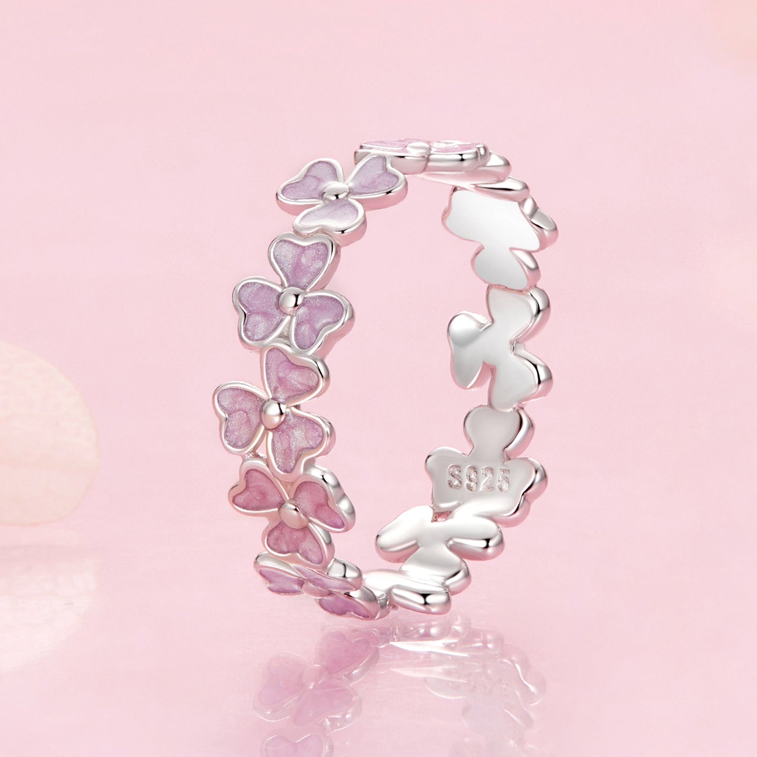925 Sterling Silver Enamel Platinum Plated Ring Size 6 for Women Bids.com