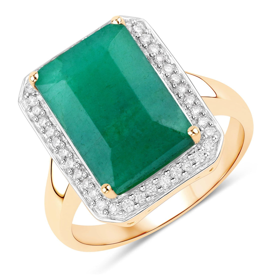 5.71 Carat Dyed Emerald and White Diamond 14K Yellow Gold Ring Bids.com