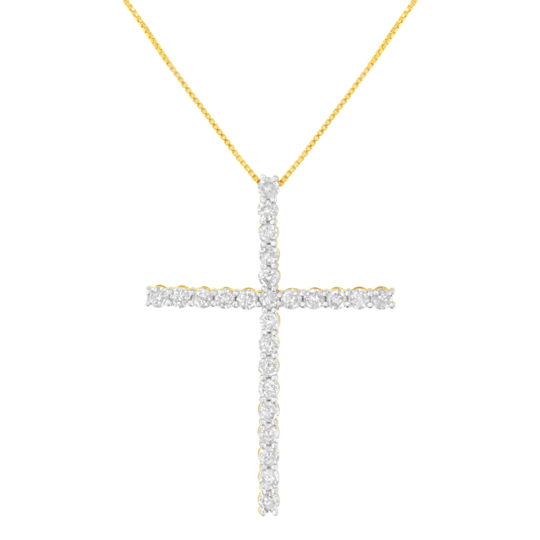 .925 Sterling Silver 3.0 Cttw Round Shape Diamond 1-1/2" Cross Pendant with Box Chain Necklace (I-J Color, I2-I3 Clarity) - 18" Bids.com