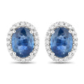 2.16 Carat Genuine Blue Sapphire and White Diamond 14K White Gold Earrings Bids.com