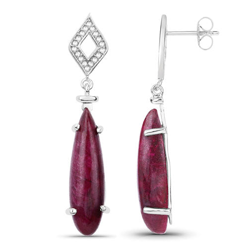 23.25 Carat Dyed Ruby and White Topaz .925 Sterling Silver Earrings Bids.com