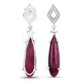 23.25 Carat Dyed Ruby and White Topaz .925 Sterling Silver Earrings Bids.com