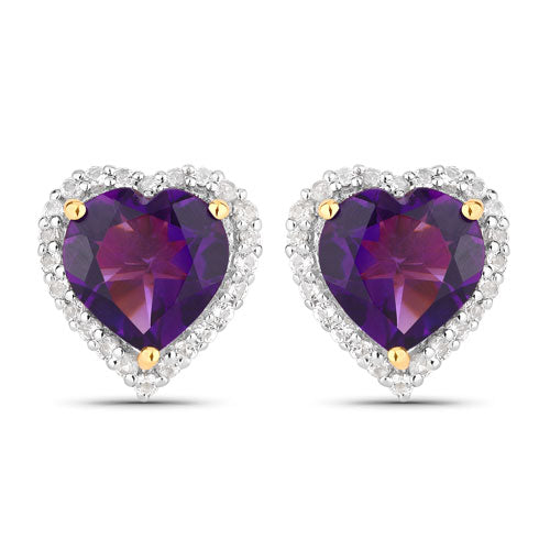 3.48 Carat Genuine Amethyst and White Topaz .925 Sterling Silver Earrings Bids.com