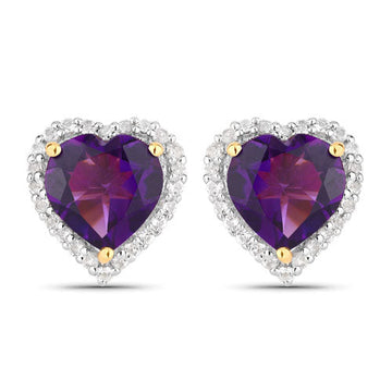 3.48 Carat Genuine Amethyst and White Topaz .925 Sterling Silver Earrings Bids.com