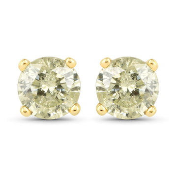 1.15 Carat Genuine LB Diamond 14K Yellow Gold Earrings Bids.com