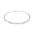 14k White Gold Anklet with Fancy Hammered Oval Links Bids.com