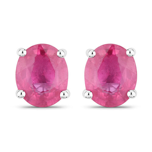 0.60 Carat Genuine Ruby 14K White Gold Earrings Bids.com