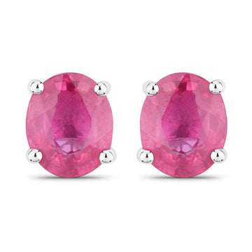 0.60 Carat Genuine Ruby 14K White Gold Earrings Bids.com