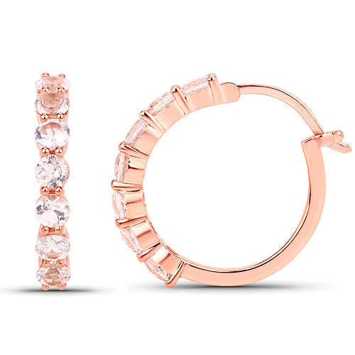 18K Rose Gold Plated 1.68 Carat Genuine Morganite .925 Sterling Silver Earrings Bids.com