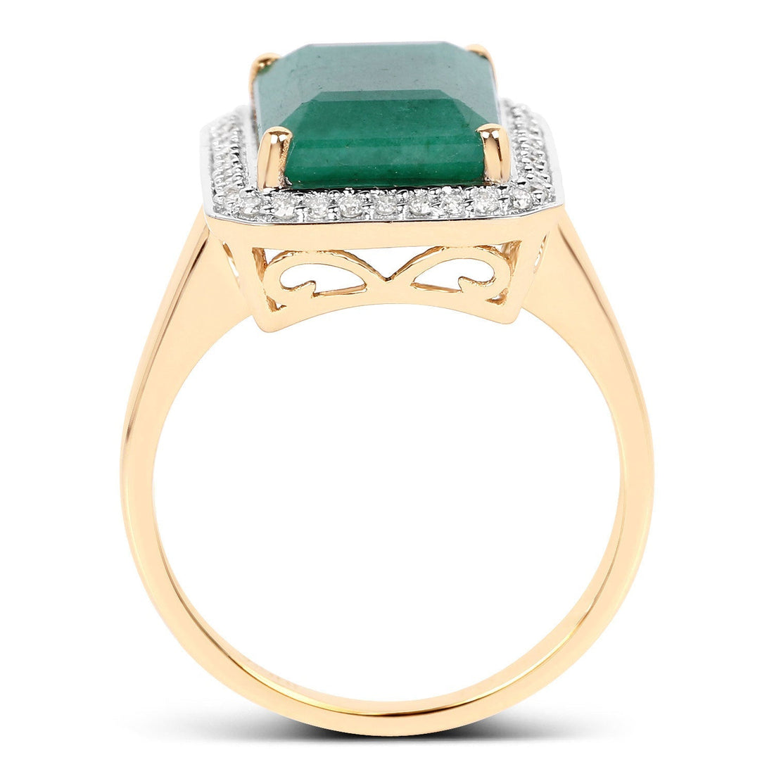 5.71 Carat Dyed Emerald and White Diamond 14K Yellow Gold Ring Bids.com