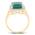 5.71 Carat Dyed Emerald and White Diamond 14K Yellow Gold Ring Bids.com
