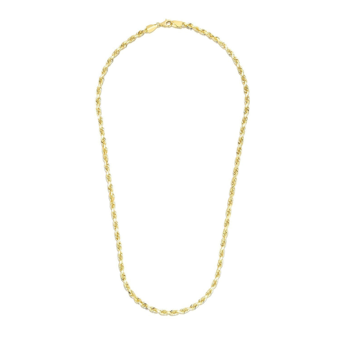 5.0mm 14k Yellow Gold Solid Diamond Cut Rope Chain Bids.com
