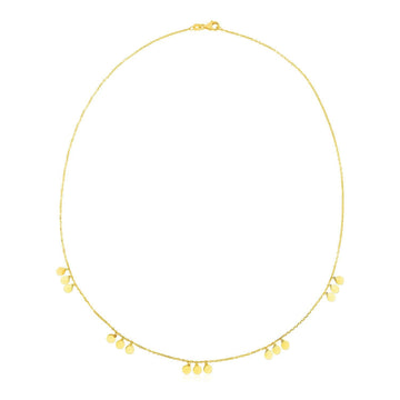 14k Yellow Gold Necklace with Circle Dangle Stations Bids.com