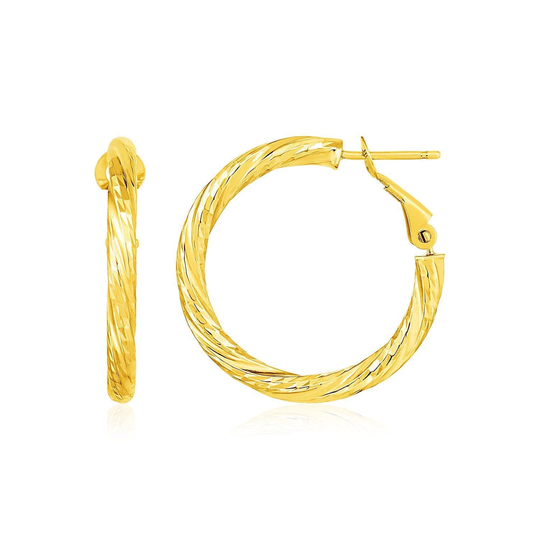 14k Yellow Gold Petite Twisted Round Hoop Earrings Bids.com