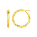14k Yellow Gold Petite Twisted Round Hoop Earrings Bids.com
