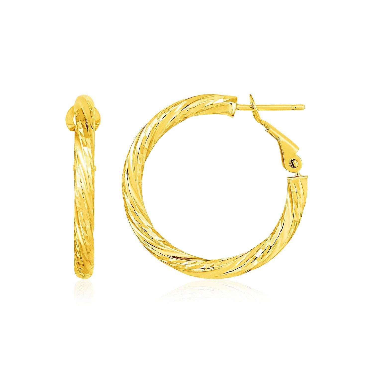 14k Yellow Gold Petite Twisted Round Hoop Earrings Bids.com