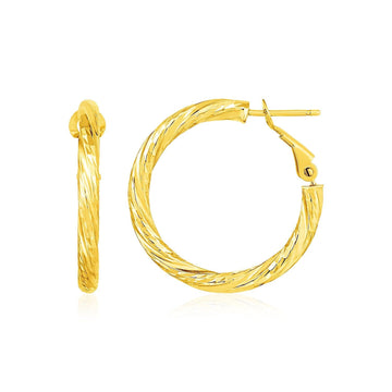 14k Yellow Gold Petite Twisted Round Hoop Earrings Bids.com