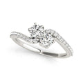 Curved Band Two Stone Diamond Ring in 14k White Gold (3/4 cttw) Bids.com