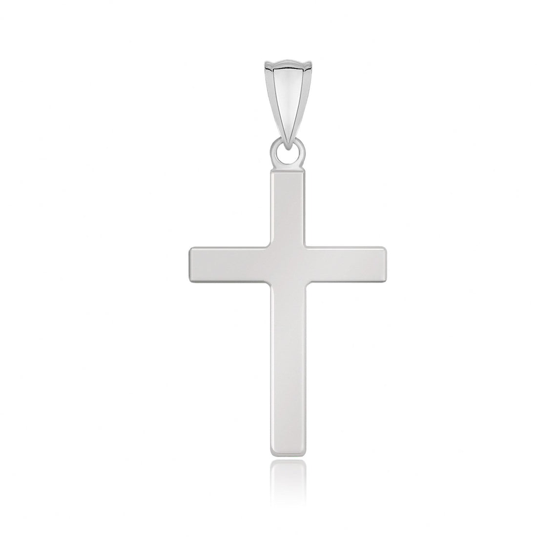 14k White Gold Flat Design Cross Pendant Bids.com
