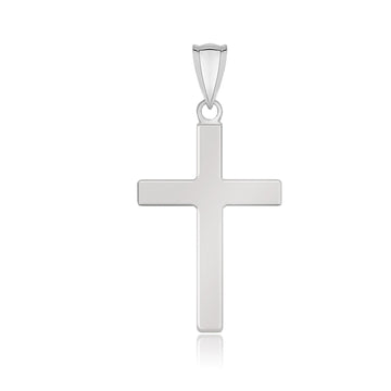 14k White Gold Flat Design Cross Pendant Bids.com