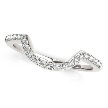 14k White Gold Curved Diamond Wedding Band (1/3 cttw) Bids.com