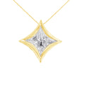 10K White Gold 1/10 Cttw Bezel Set Solitaire Princess Cut Diamond Kite Shaped Pendent Necklace - 18