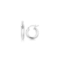 Sterling Silver Thick Polished Hoop Earrings with Rhodium Plating (15mm) Bids.com