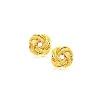 14k Yellow Gold Intertwined Love Knot Stud Earrings Bids.com