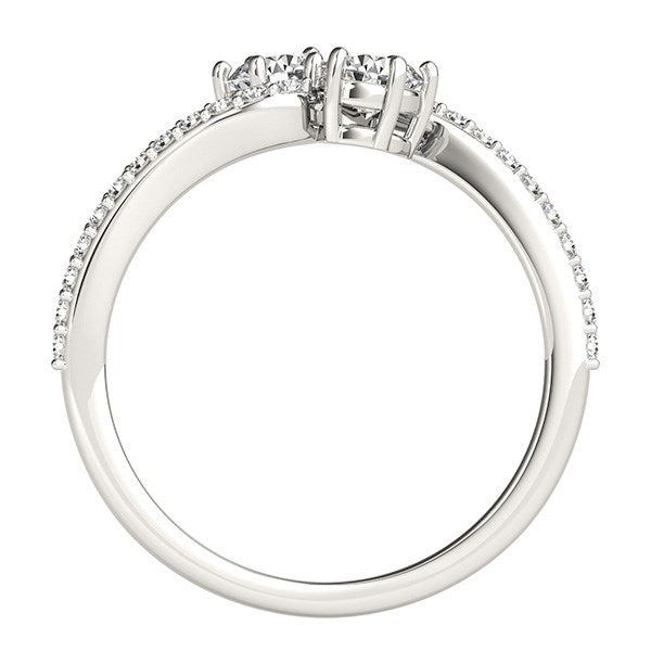 Curved Band Two Stone Diamond Ring in 14k White Gold (3/4 cttw) Bids.com