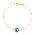 14k Yellow Gold Blue Evil Eye Bracelet (1.00 mm) Bids.com