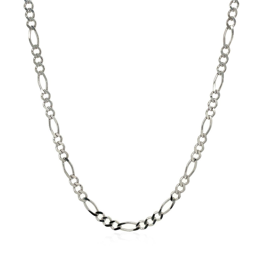 2.6mm 14k White Gold Solid Figaro Chain Bids.com