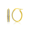 14k Two-Tone Gold Glitter Center Oval Hoop Earrings Bids.com