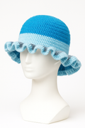 Chapeu de Soleil Crochete a la main - Bleu Bicolore Avec Bordure Volantee - Mama Best Creation Gilles Family