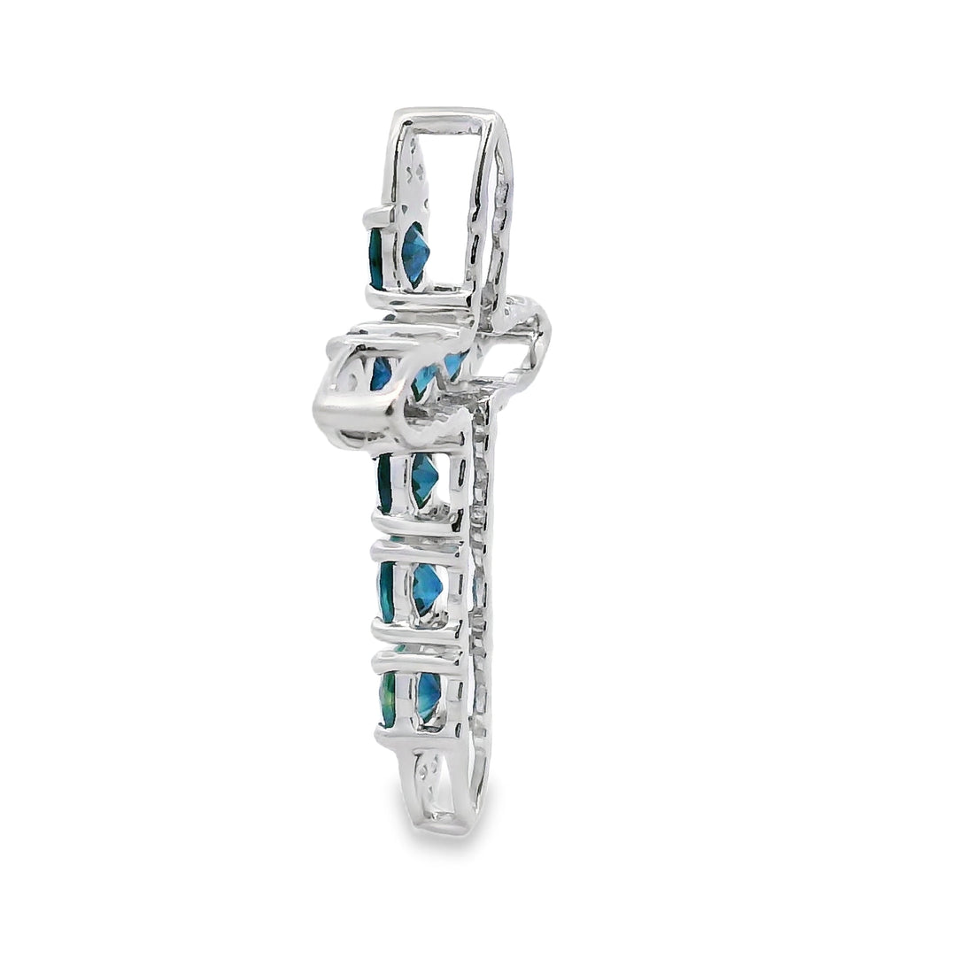 1.68ct Sapphire Cross Religious Pendant 14KT White Gold Bids.com
