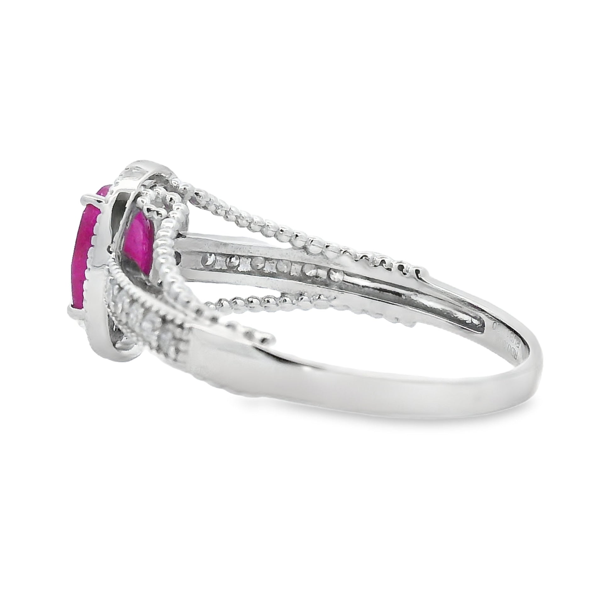 Genuine 1.35ct Ruby Diamond Ring 14KT White Gold Bids.com