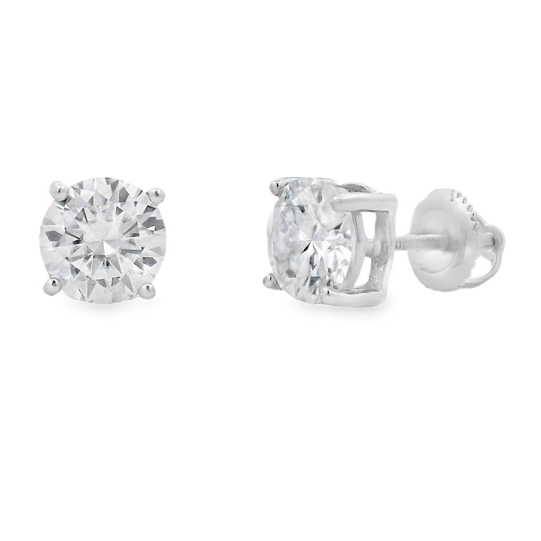 Genuine 2.40ct Moissanite Stud Earrings Sterling Silver Bids.com