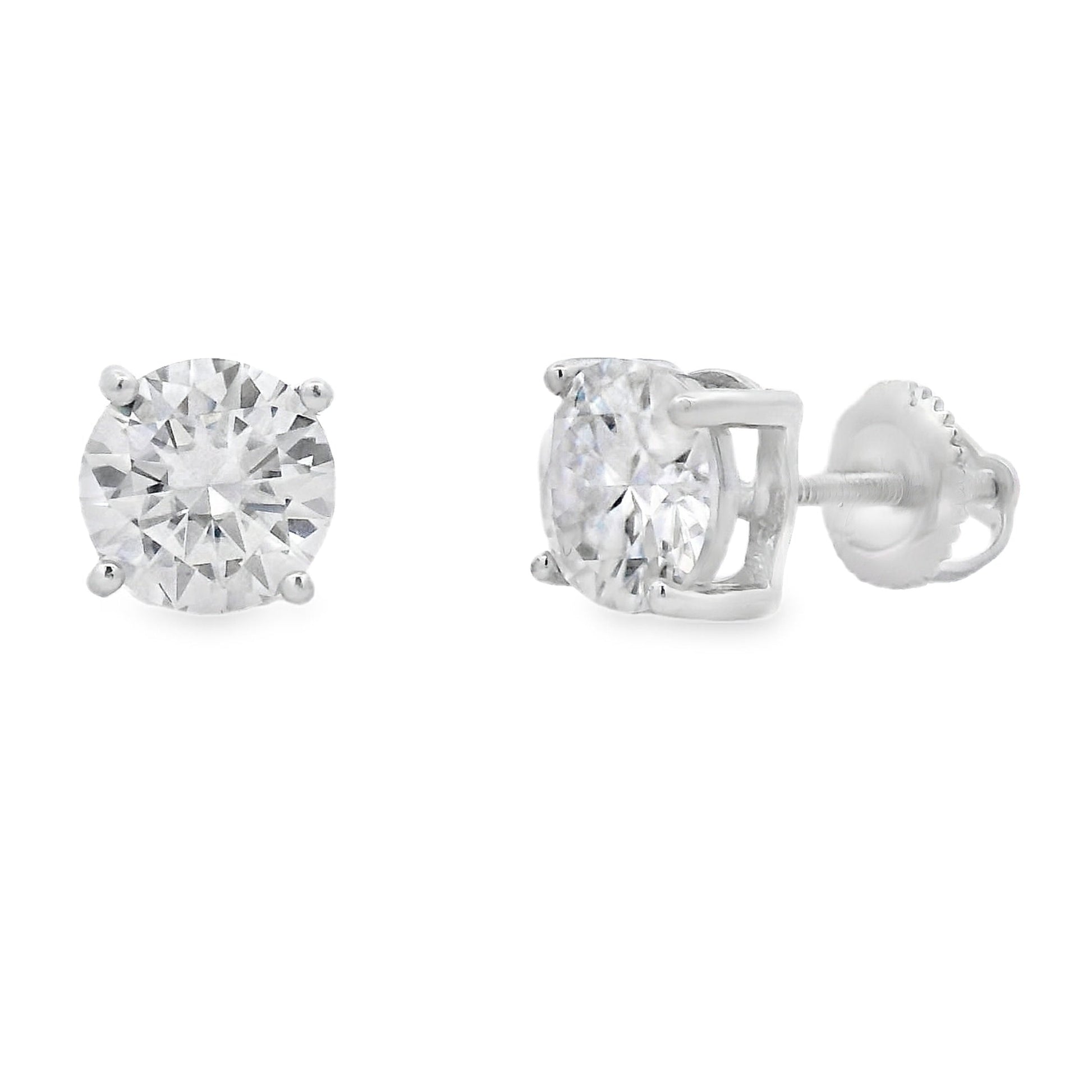 Genuine 2.40ct Moissanite Stud Earrings Sterling Silver Bids.com