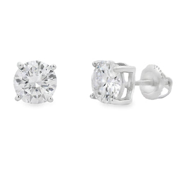 Genuine 2.40ct Moissanite Stud Earrings Sterling Silver Bids.com