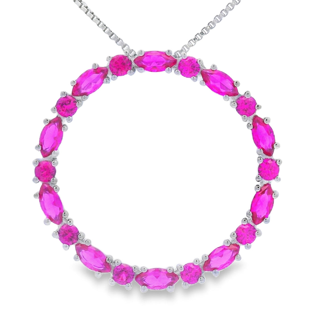 Created Ruby Circle of Love Pendant Sterling Silver Bids.com