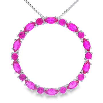Created Ruby Circle of Love Pendant Sterling Silver Bids.com