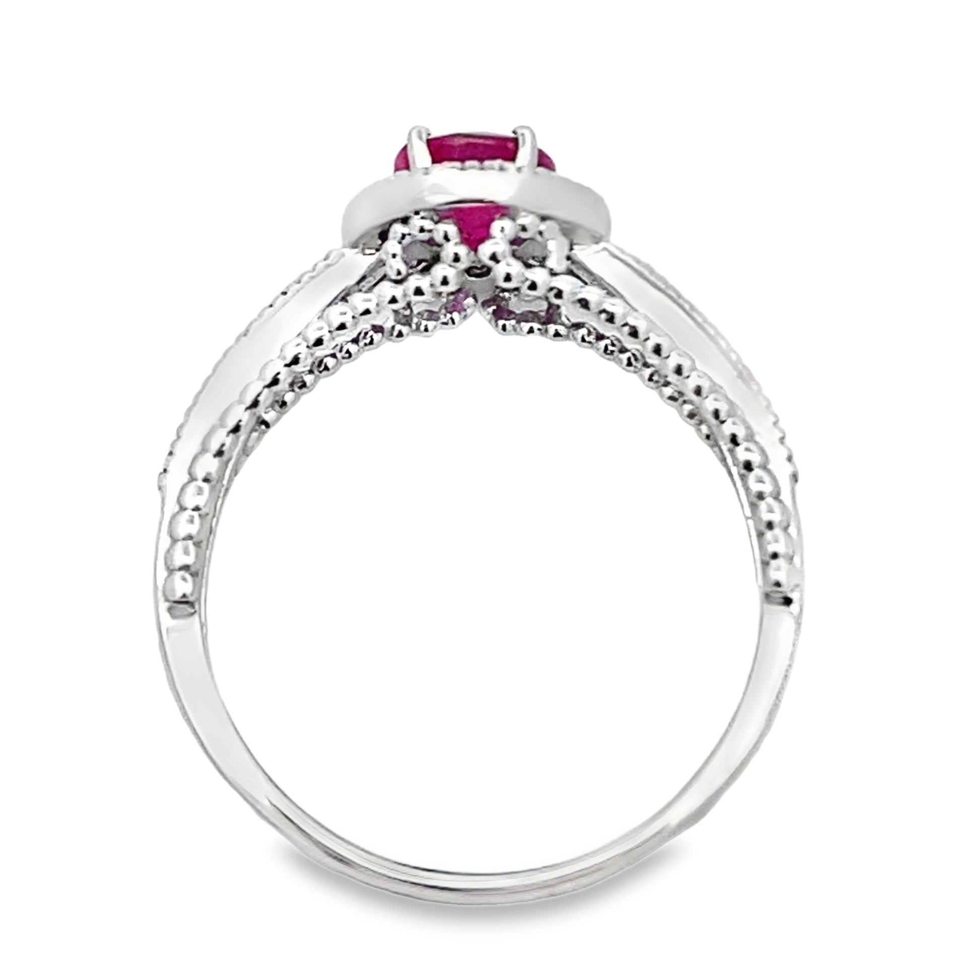 Genuine 1.35ct Ruby Diamond Ring 14KT White Gold Bids.com