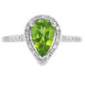 Genuine 1.10ct Peridot Diamond Ring 14KT White Gold Bids.com