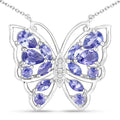 2.76 Carat Genuine Tanzanite and White Zircon .925 Sterling Silver Necklace Bids.com