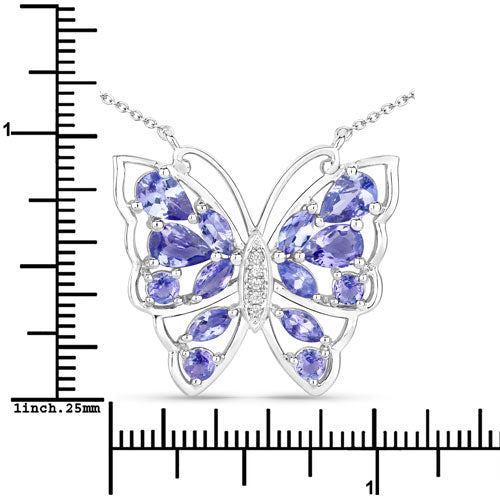 2.76 Carat Genuine Tanzanite and White Zircon .925 Sterling Silver Necklace Bids.com