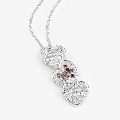 0.45 Carat Genuine Red Diamond and White Diamond .925 Sterling Silver Pendant Bids.com