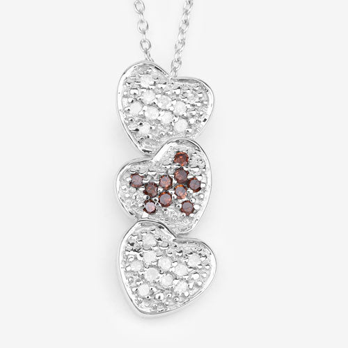 0.45 Carat Genuine Red Diamond and White Diamond .925 Sterling Silver Pendant Bids.com