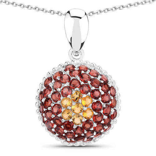 4.57 Carat Genuine Citrine and Garnet .925 Sterling Silver Pendant Bids.com