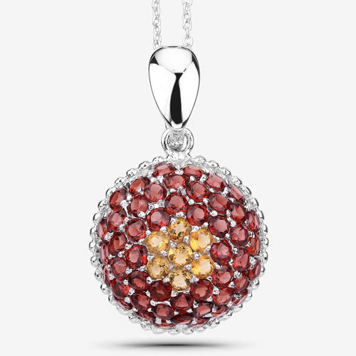 4.57 Carat Genuine Citrine and Garnet .925 Sterling Silver Pendant Bids.com