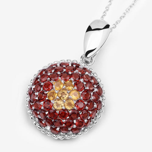 4.57 Carat Genuine Citrine and Garnet .925 Sterling Silver Pendant Bids.com